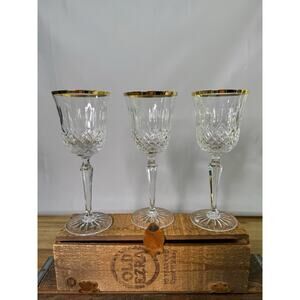 Wedgwood ROYAL GOLD COLLECTION CRYSTAL 8-3/4" LARGE WINE GOBLETS Set of 3